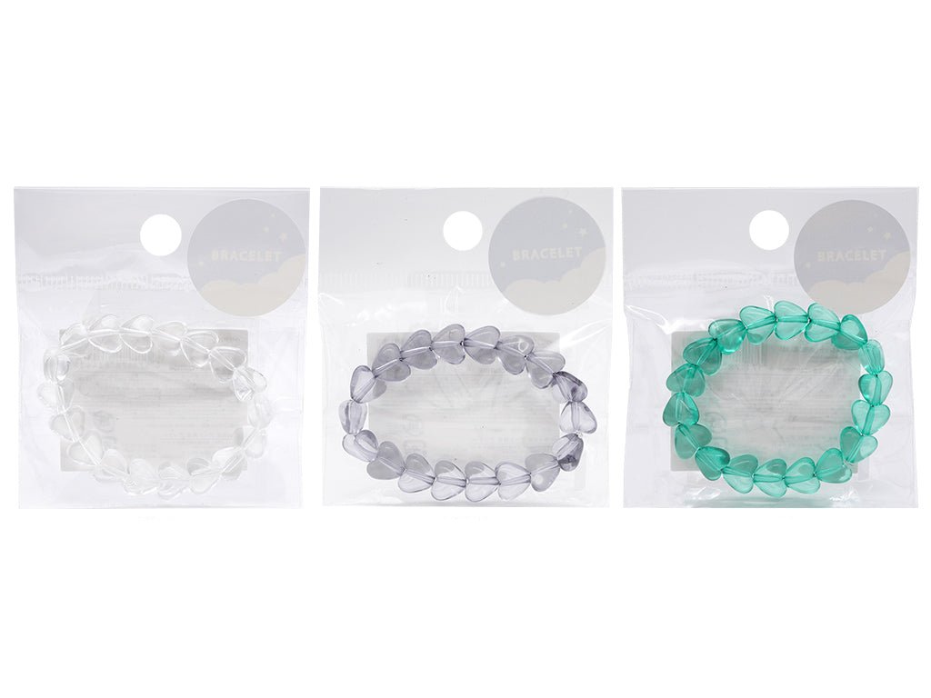 Clear Heart Beads Bracelet (Transparent, Black, Green)