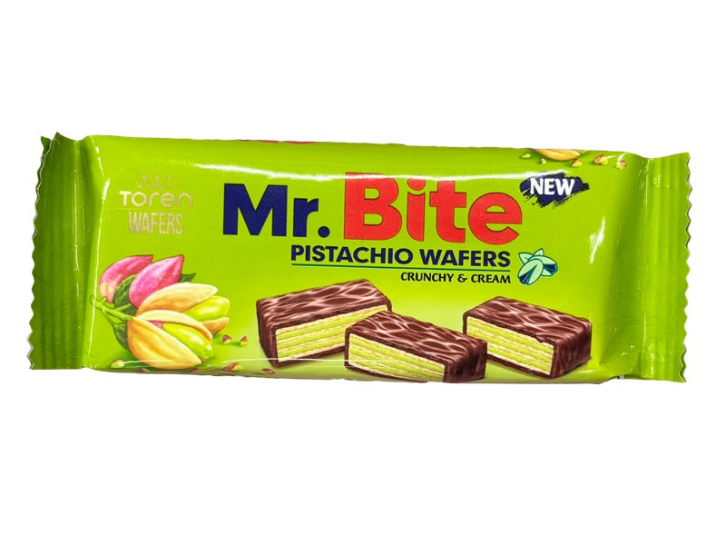 Merry-Go-Round Mr. Bite Premium Chocolate Coated Wafer Pistachio Cream 32g