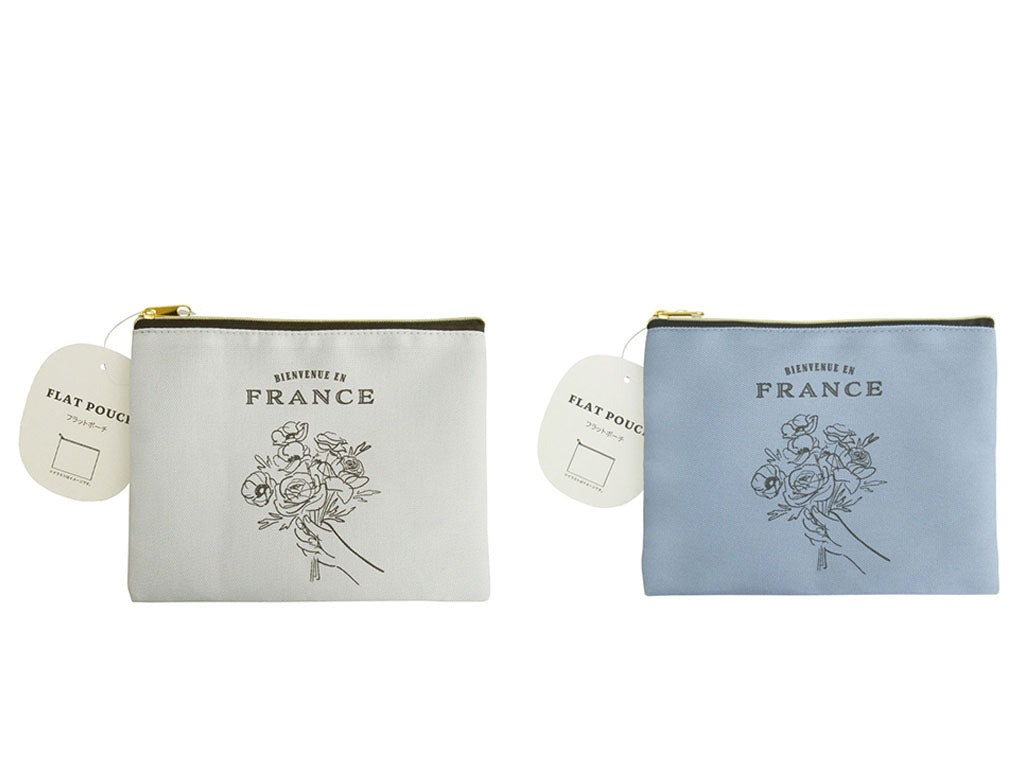 Hotel Souvenir Flat Pouch Gray Blue