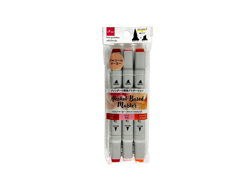 Illustration Marker (Alcohol Type, Basic Color 1, Brush Tip, 3 Pieces)