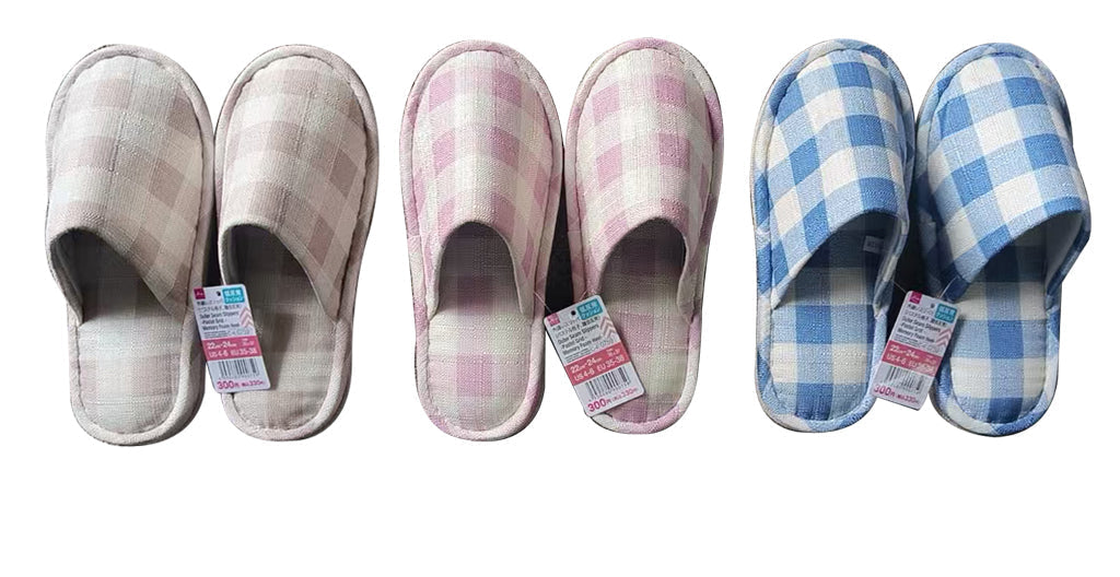 Stitched Slippers (Pastel Check, Low Resilience)
