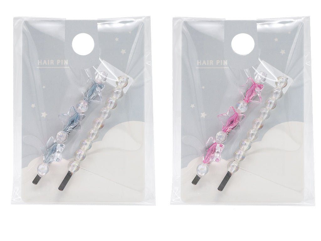 Star Beads Hairpin Set (Pink, Blue)