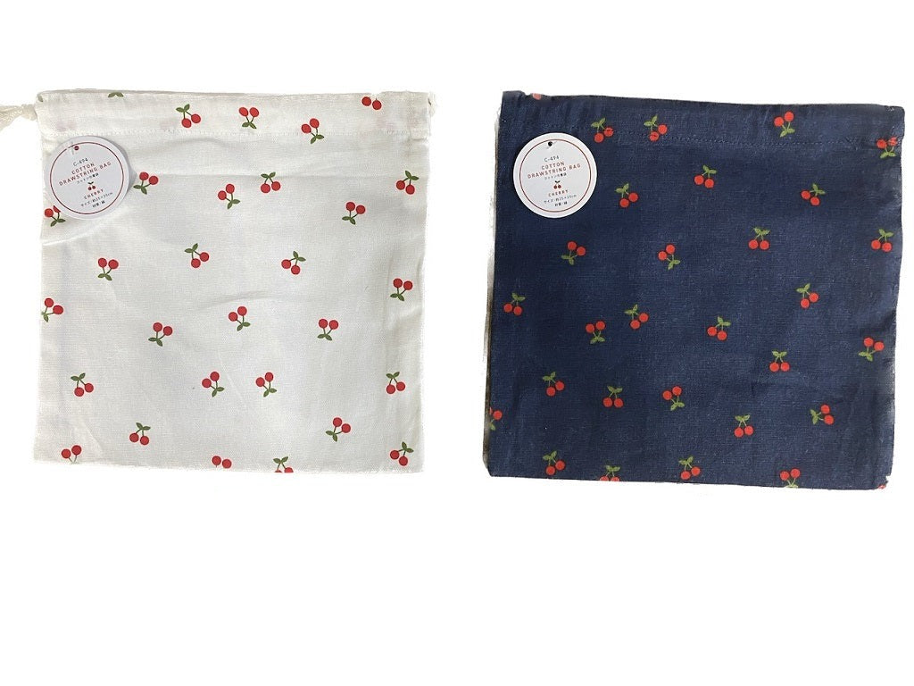 Cotton Drawstring Bag - Cherry