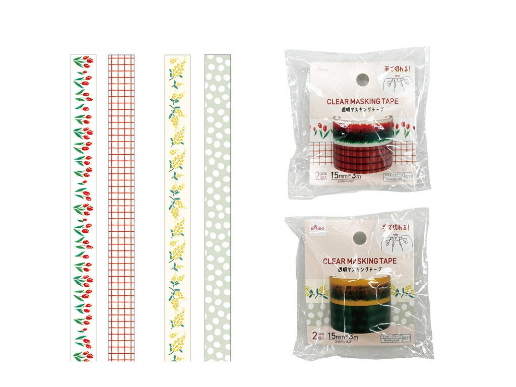 Clear Masking Tape (15mm x 3m, 2 pieces, A)