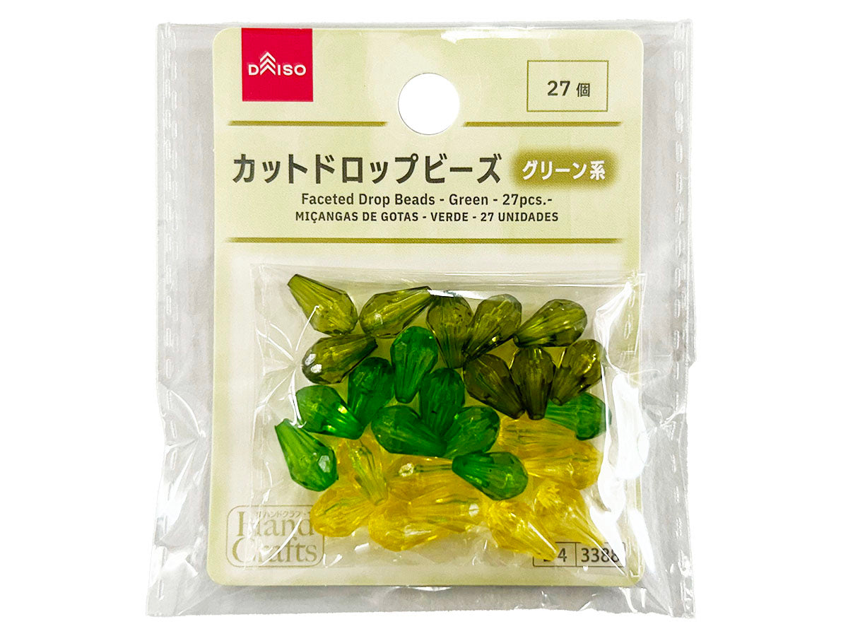 Cut Drop Beads (Green, 27 Pieces)