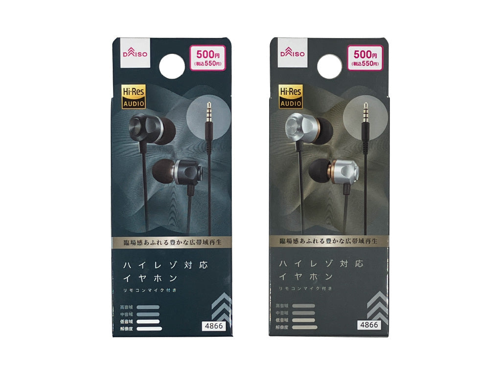 High-Resolution Earphones with Microphone (Gunmetal/Silver Color)