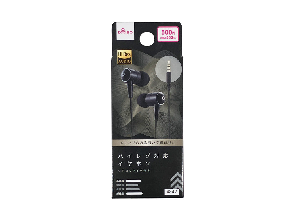 High-Resolution Earphones with Microphone (Black)