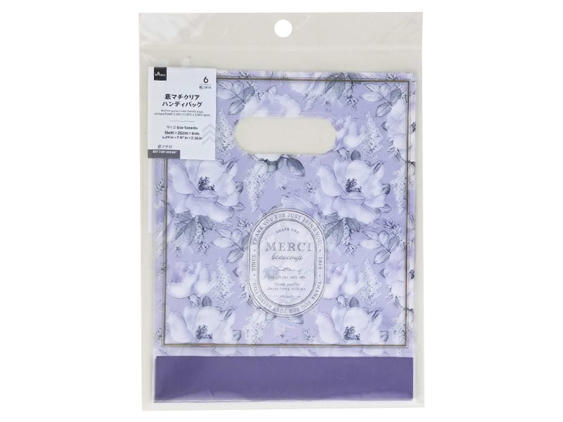 Bottom Gusset Clear Handy Bag (Antique Flower, 6 Pieces)