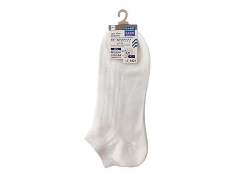 Color Thick Rib Socks (White, Right Angle Heel, Moisture-Wicking, Deodorizing)