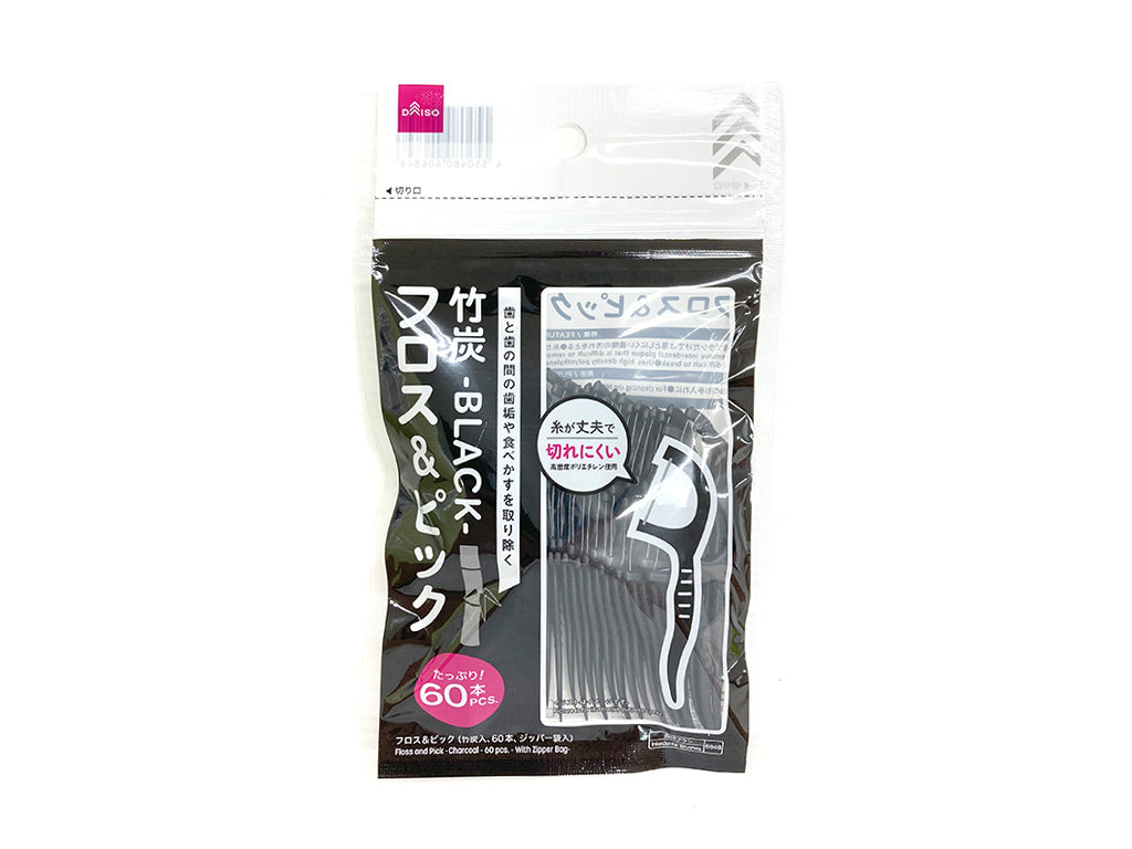 Floss & Pick (With Bamboo Charcoal, 60 Pieces, Zipper Bag)