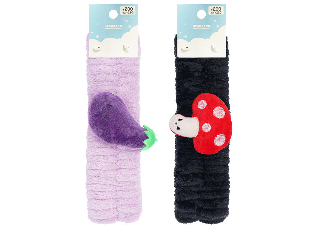 Fluffy Hair Band (Eggplant, Mushroom)