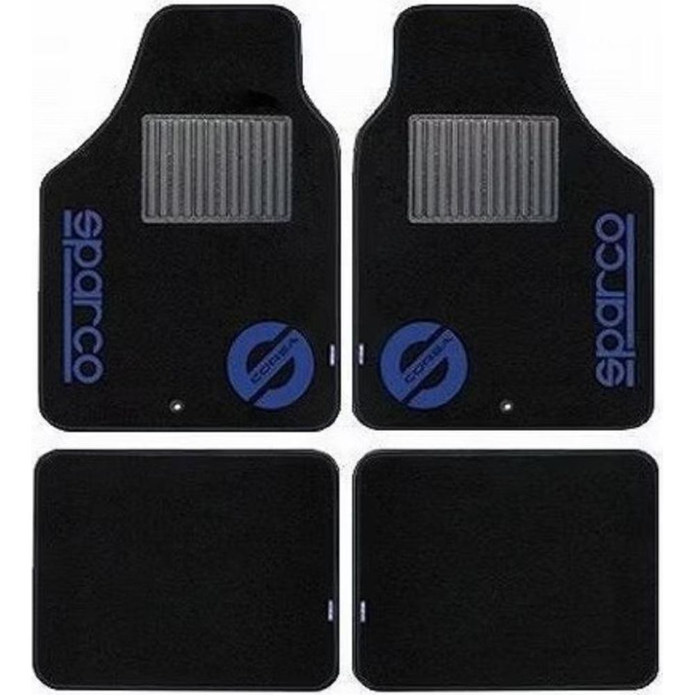 Sparco Corsa Floor Mats 4Pcs S-Line Black x Blue