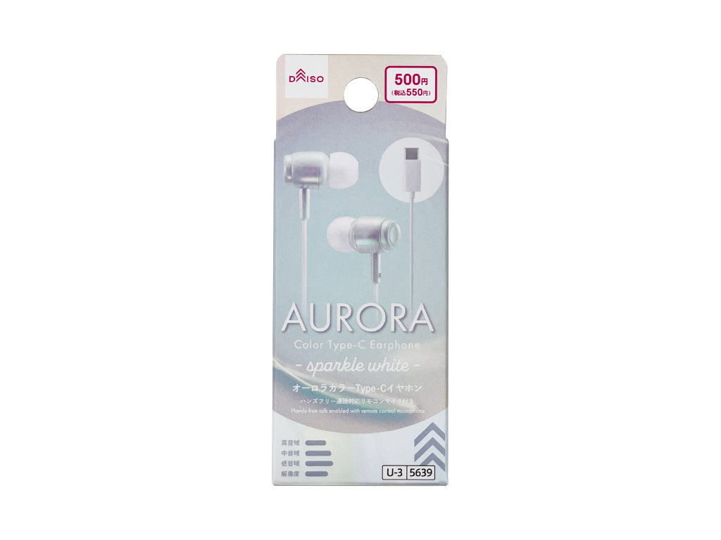 Aurora Color Type-C Earphones (With Microphone, Sparkle White)