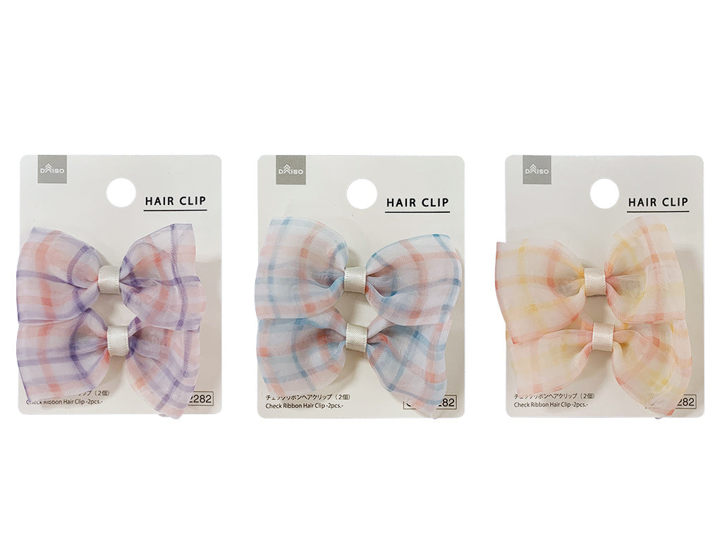 Check Ribbon Hair Clip (2 Pieces)