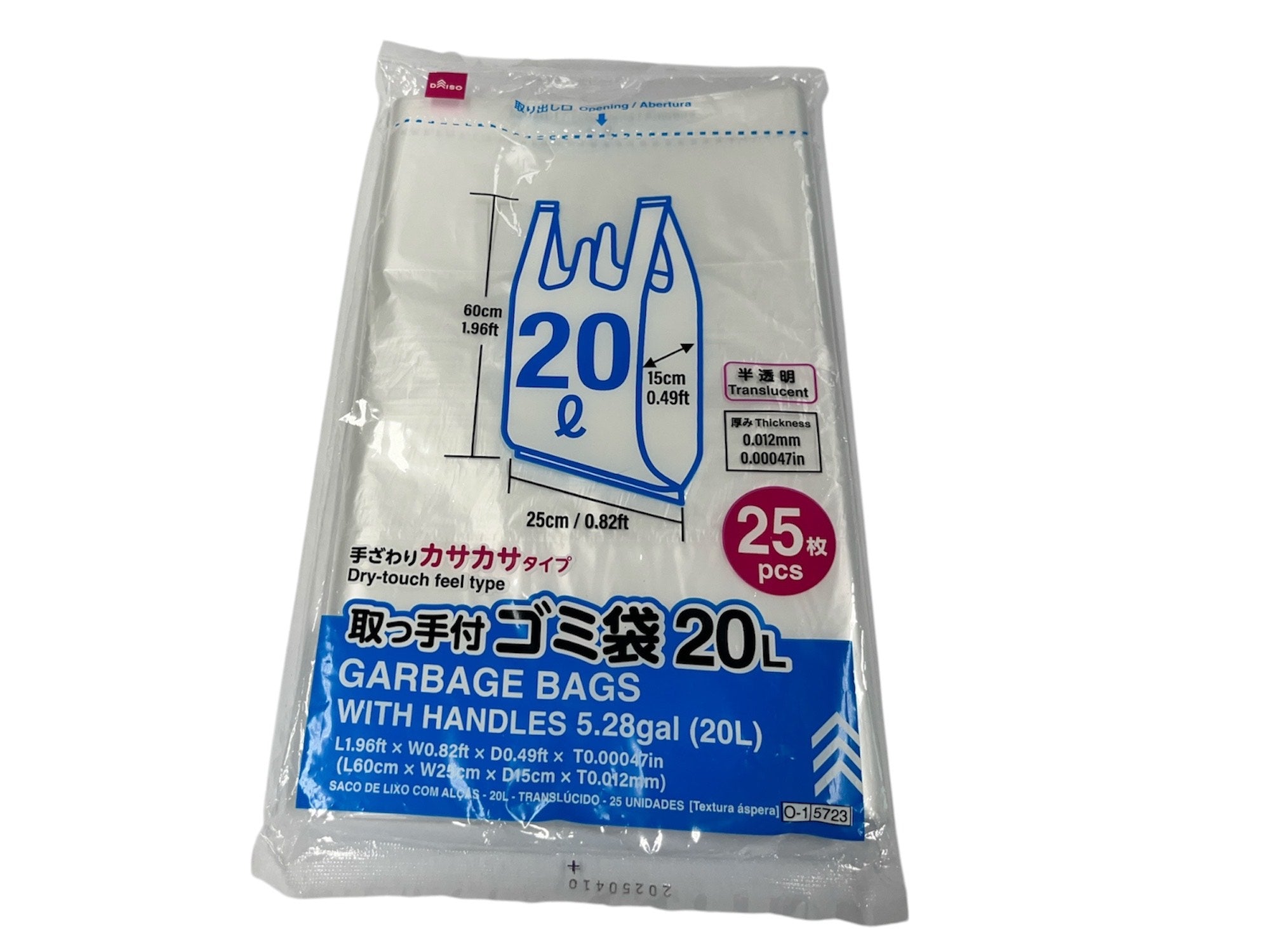 Handle Trash Bags (Semi-Transparent, 25 Pieces)