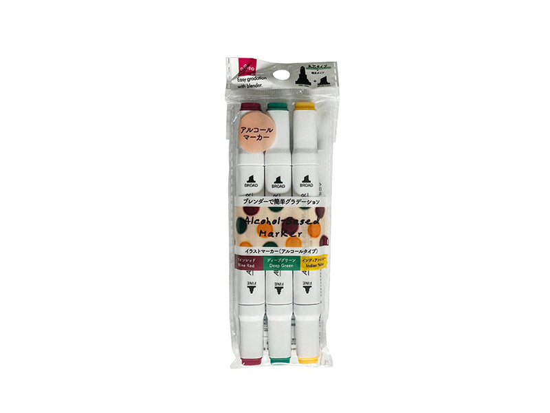 Illustration Marker (Alcohol Type, Buddick Color, Round Tip, 3 Pieces)