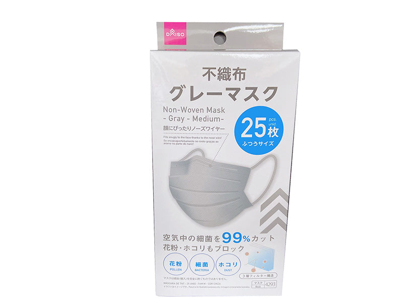Non-Woven Fabric Mask (Gray, 25 Sheets)