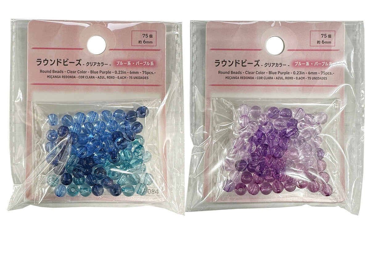 Round Beads (Clear Color, Blue & Purple, 75 Pieces)