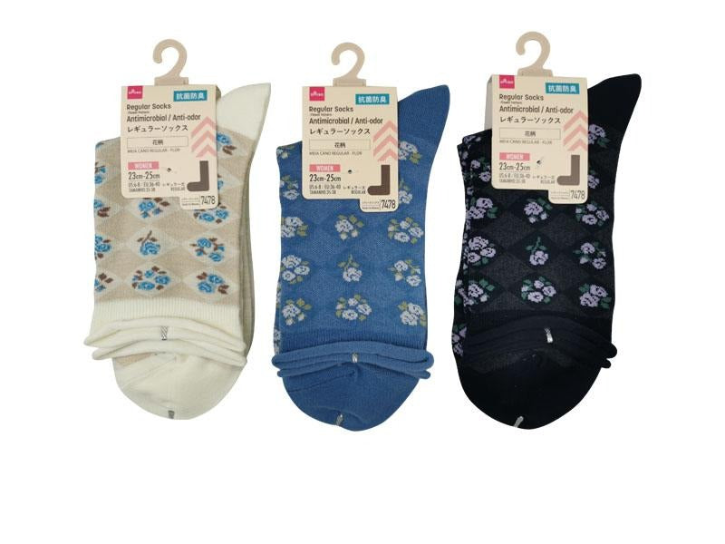 Regular Socks (Antibacterial, Floral Pattern)