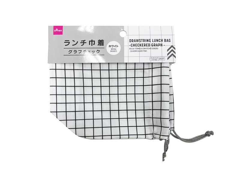 Lunch Drawstring Bag (Graph Check, White)