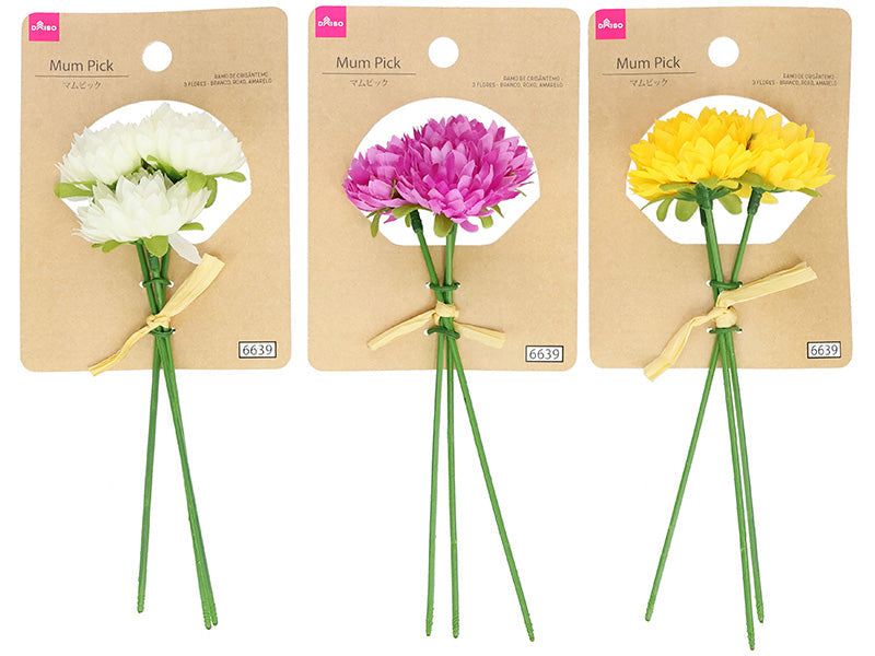 Mum Pick (3 Blooms, White, Purple, Yellow)