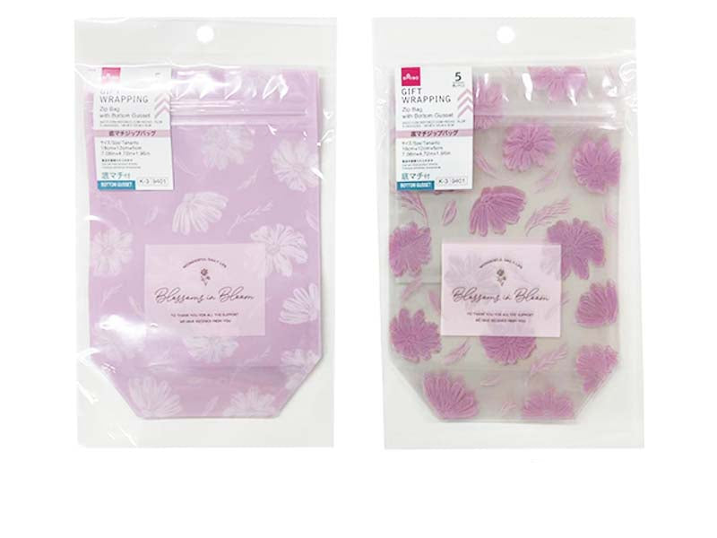 Bottom Gusset Zip Bag (Flower, 5 Pieces)