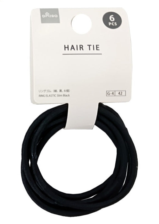 Thin Ring Rubber Bands (Black, 6 Pieces)