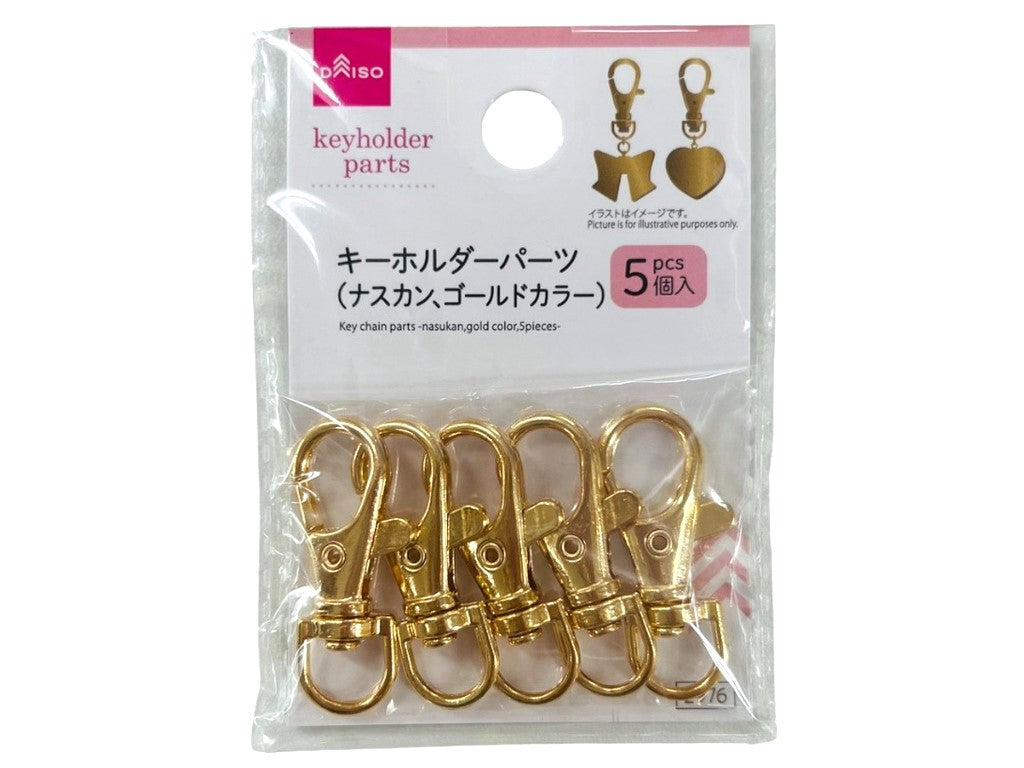 Keychain Parts (Nuskan, Gold Color, 5 Pieces)