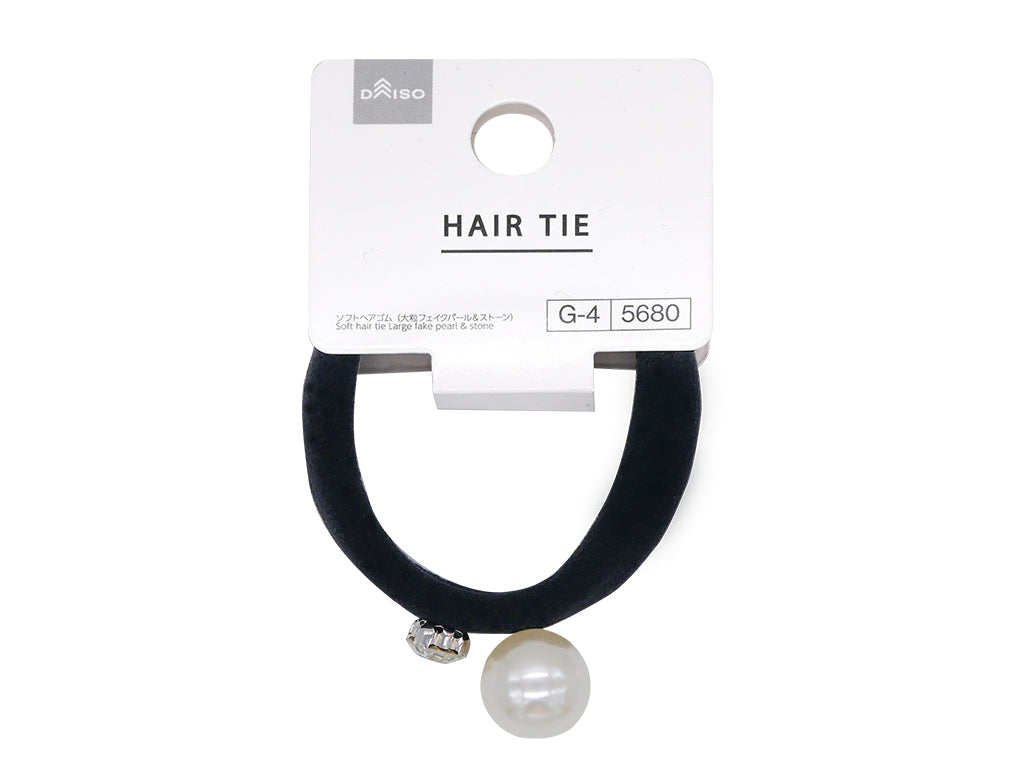 Soft Hair Rubber Band (Large Fake Pearl & Stone)