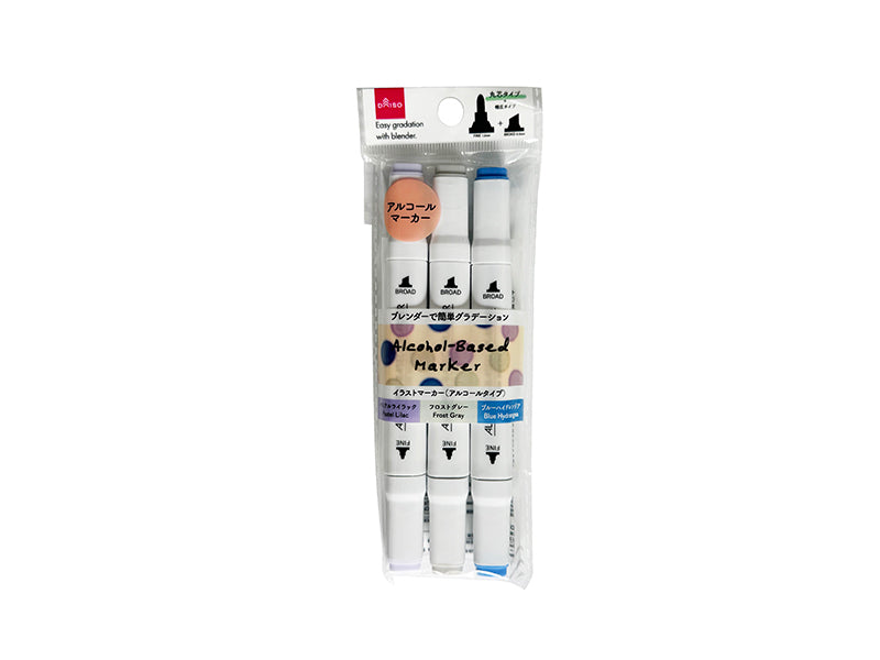 Illustration Marker (Alcohol Type, Dreamy Color, Round Tip, 3 Pieces)