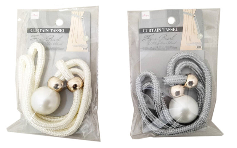 Curtain Tassel (Pearl Style, White, Silver Color)
