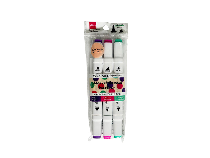 Illustration Marker (Alcohol Type, Suspicious Color, Round Tip, 3 Pieces)