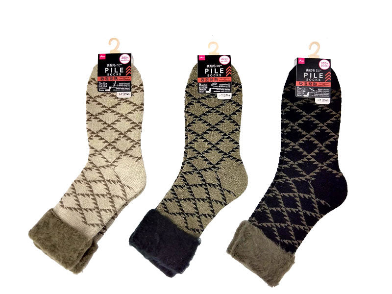 Women's Fleece-Lined Pile Socks (Moisture-Wicking, Ortega Pattern)