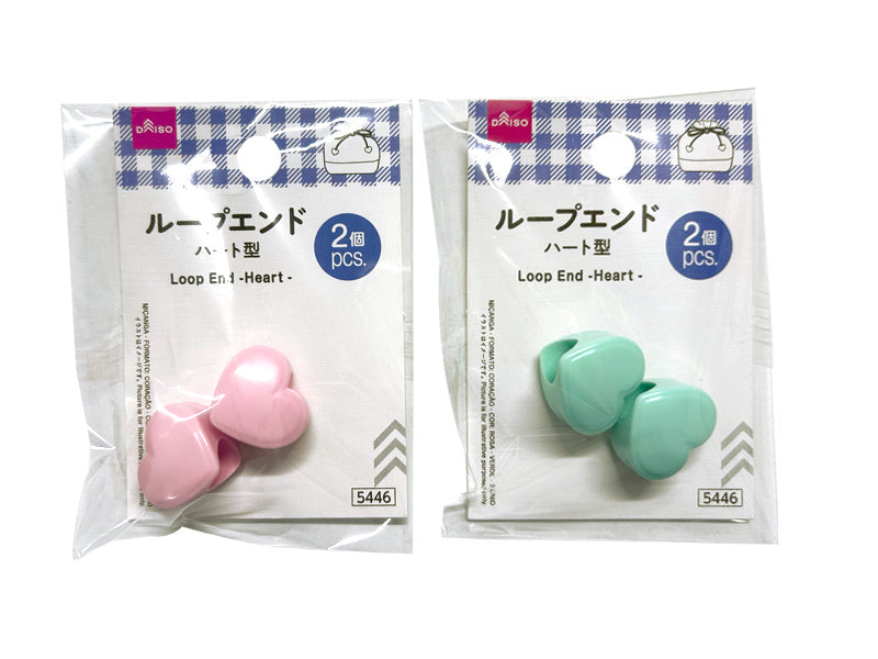 Loop End (Heart Shape, 2 Pieces, Pink, Mint Green)