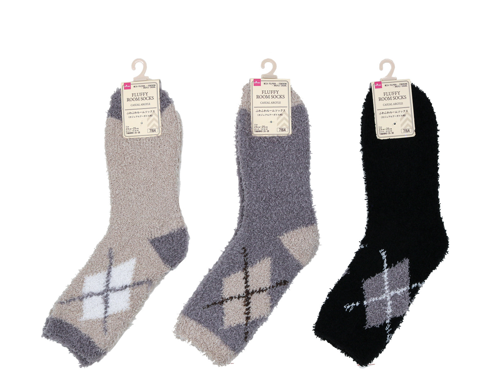 Women's Fluffy Room Socks (Casual Argyle Pattern)