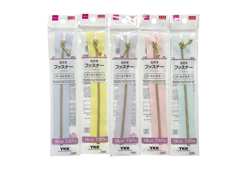 Ball Zipper (Gold Color, Pastel, 5 Colors)
