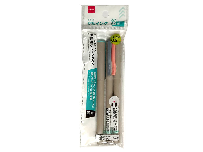 Pastel Clip Low Viscosity Gel Ink Pen (Black Ink, 3 Pieces)