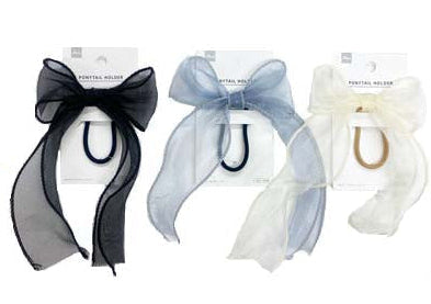 Ribbon Ponytail Holder (Organza, Monotone)