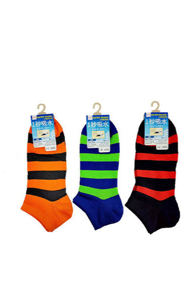 1-Second Absorbent Socks (Men's, Coarse Mesh, Short Length, Striped)
