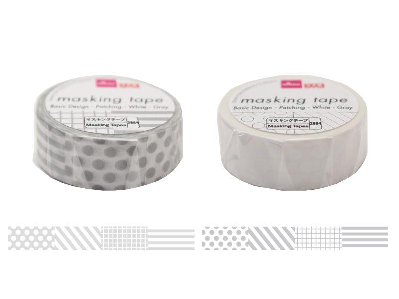 Masking Tape (Basic Pattern, Patchwork, White, Gray)