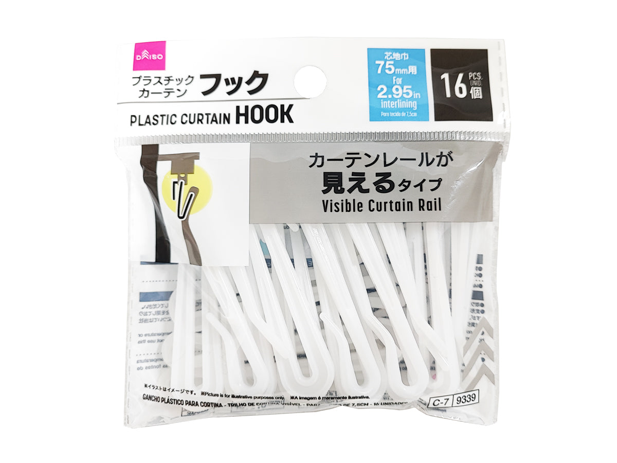 Plastic Curtain Hooks (Visible Type, 16 Pieces)