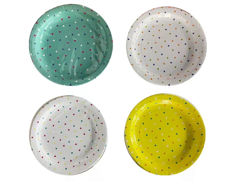Paper Plates (Triangle Dot Pattern, 8 pieces)