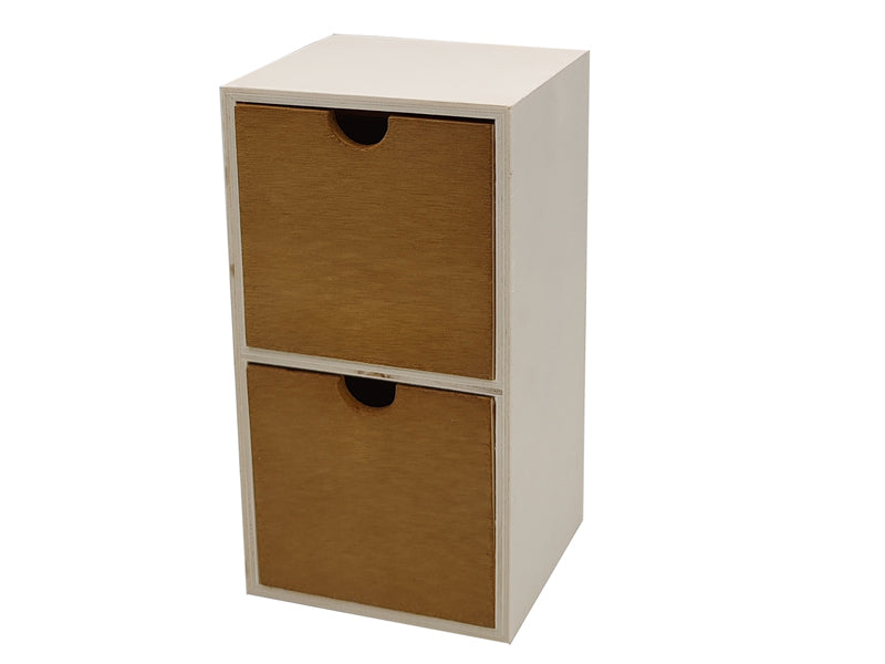 2-Tier Wooden Drawer Storage