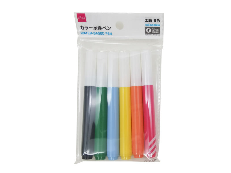 Color Water-based Pen (Thick, 6 Colors)