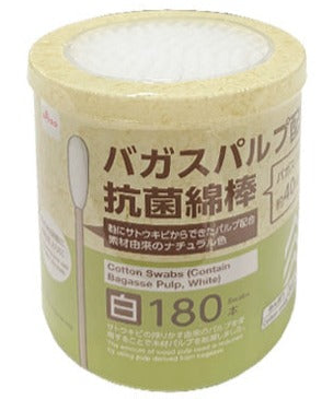 Antibacterial Cotton Swabs (Bagasse Pulp Blend, White, 180 Pieces)
