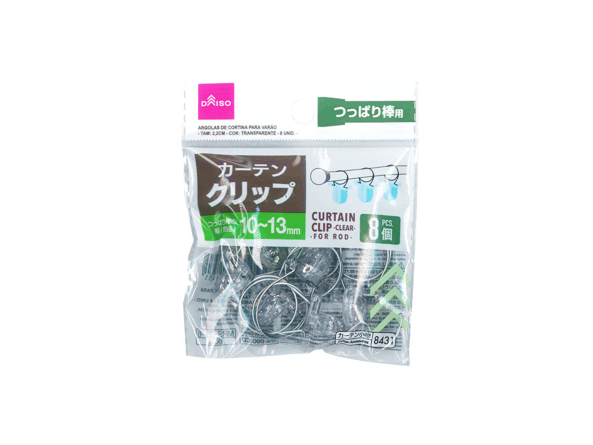Curtain Clips (for Poles, Transparent, 8 Pieces)