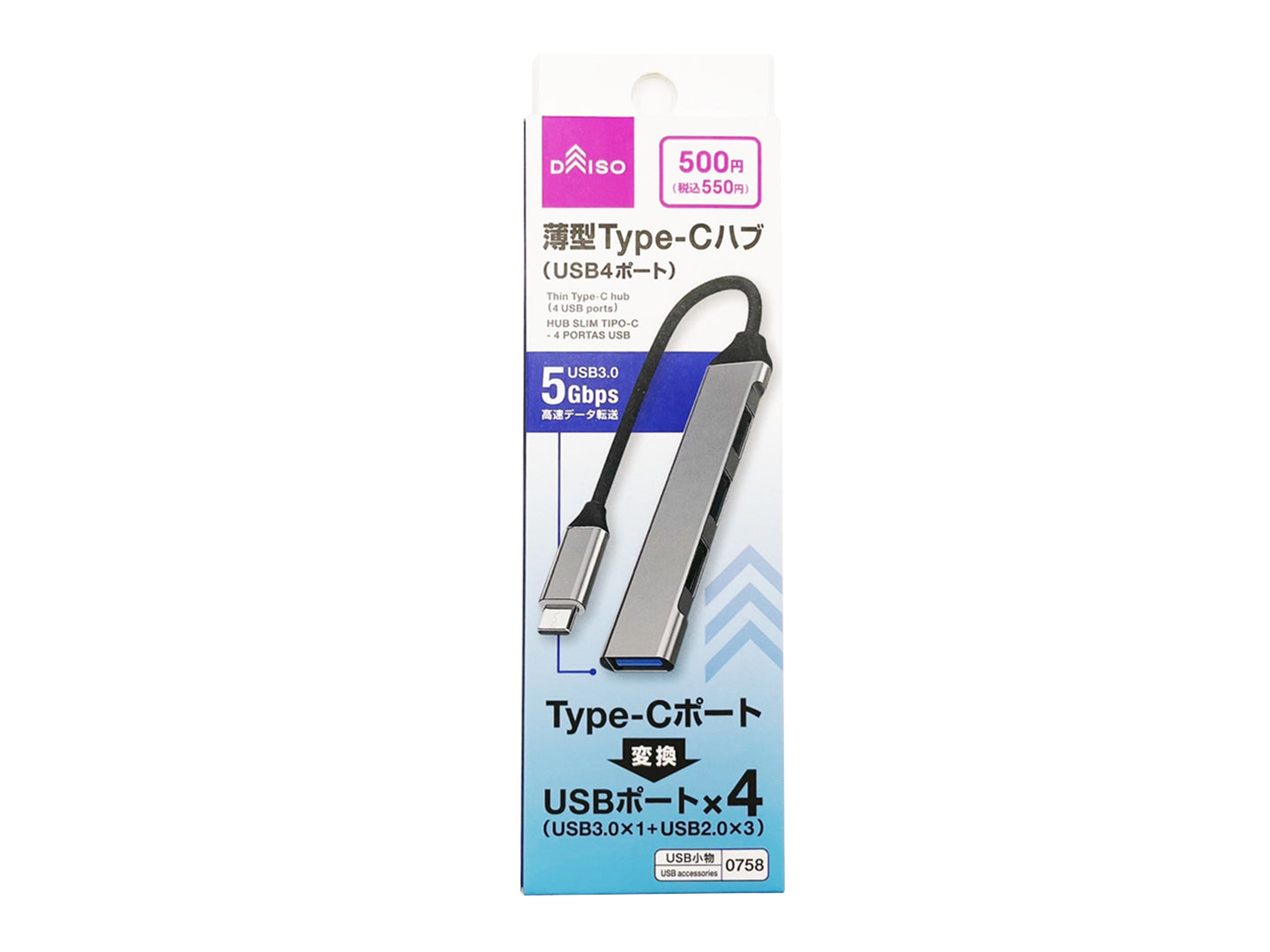Slim Type-C Hub (USB 4 Ports)