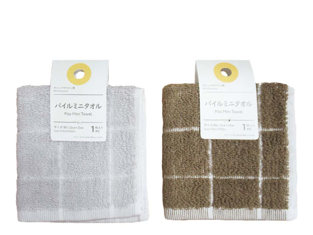 Pile Mini Towel (Windowpane Pattern)