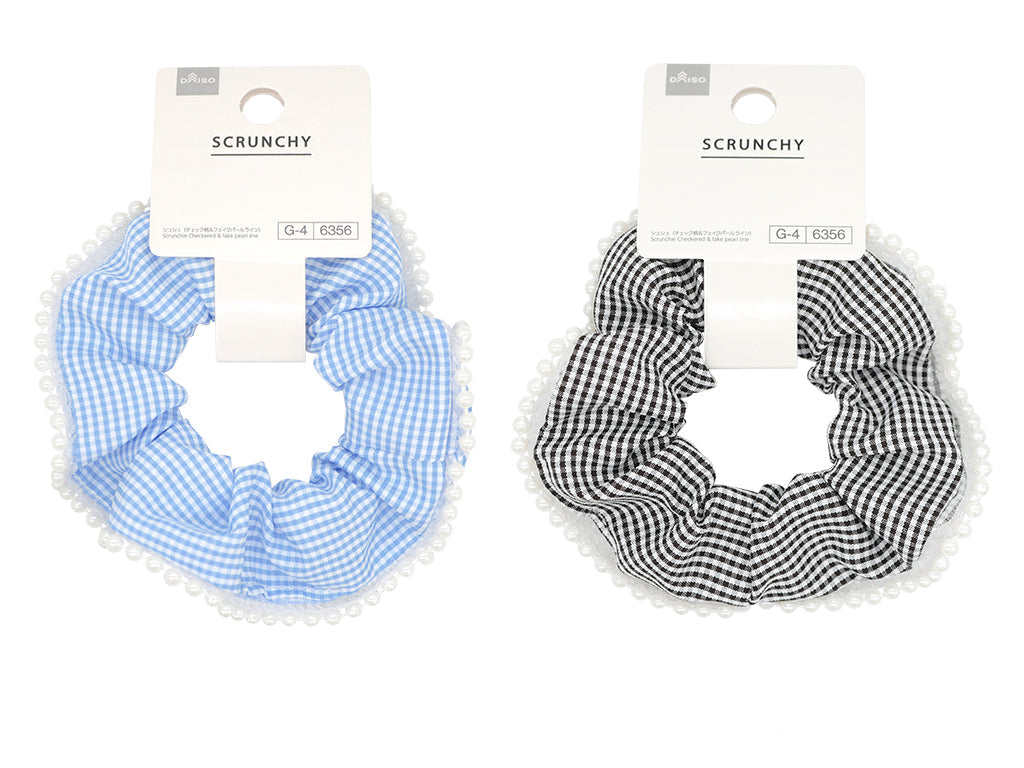 Chouchou (Check Pattern & Fake Pearl Line)