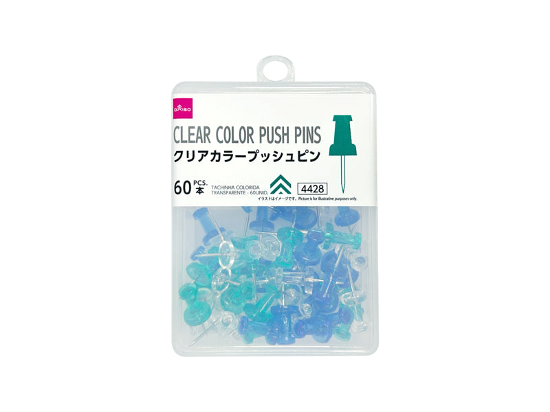 Clear Color Push Pins (60 Pieces)